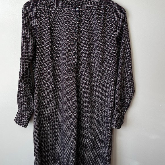 LOFT Petite Shirt Dress with Navy / Burgundy Pattern - Picture 3 of 11